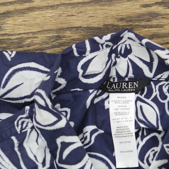 NEW Lauren Ralph Lauren Allora Floral Shirt Cover Up Button Up Floral Blue L - Picture 4 of 7